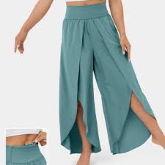 47- NWT HALARA BREEZEFUL HIGH WAISTED POCKET PALAZZO FLOWY WIDE LEG PANTS - Picture 2 of 6
